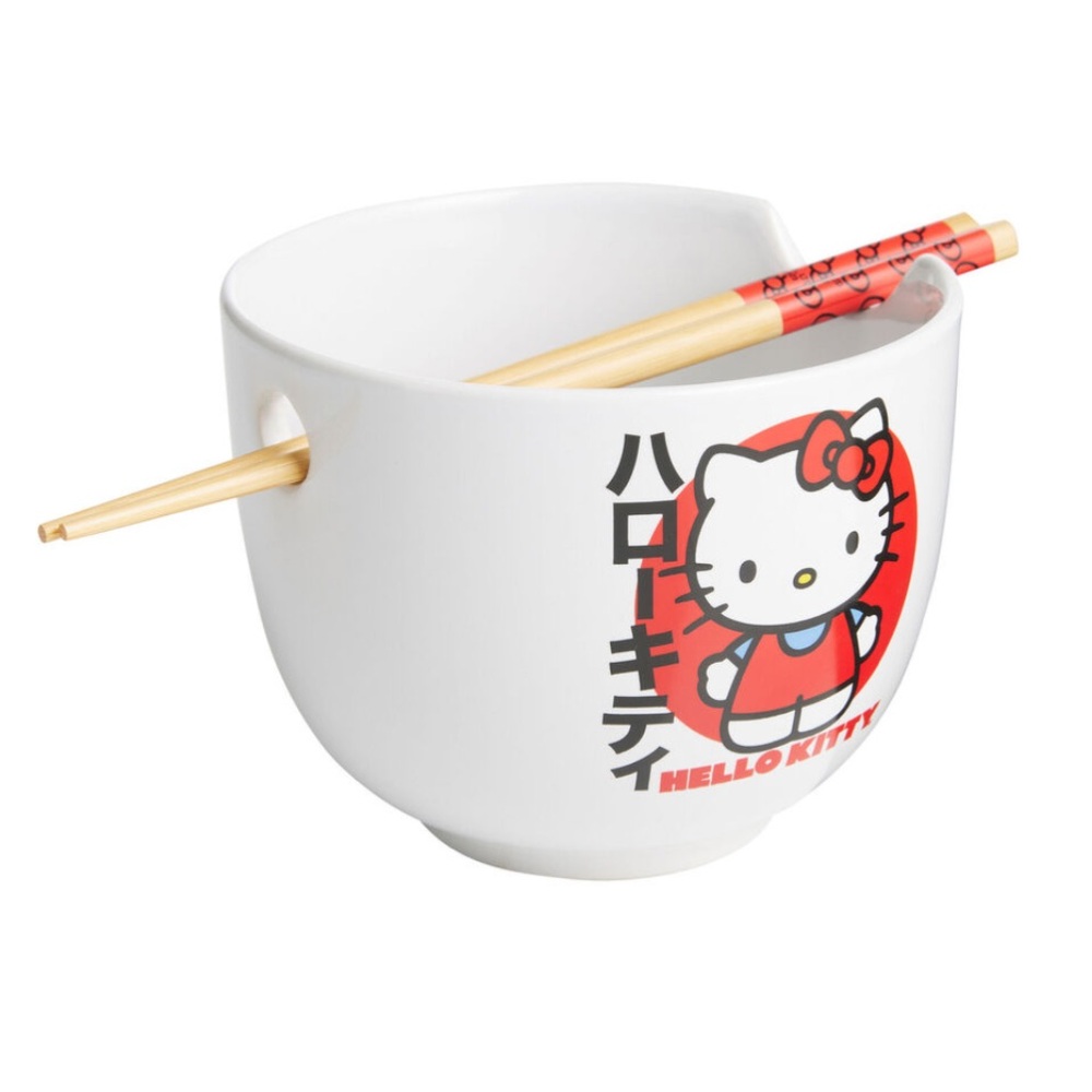 New hello kitty ramen bowl with chopsticks